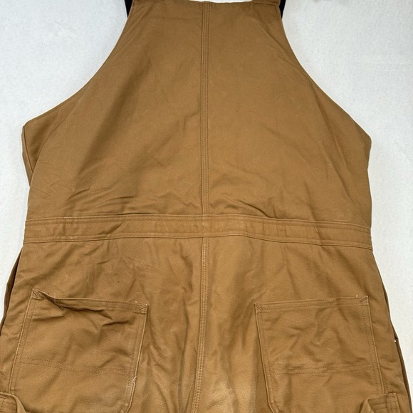 Carhartt Duck Bibs Men's 38x28 Insulated Quilt Lined Brown Workwear USA Made - Picture 7 of 16